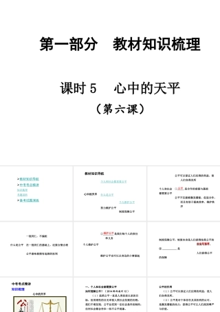 【贵州中考面对面】2015届中考政治总复习 知识梳理精讲 九全 第六课 心中的天平课件 人民版