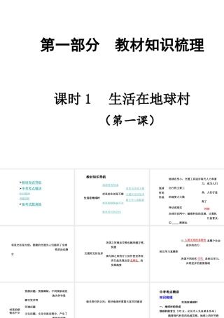 【贵州中考面对面】2015届中考政治总复习 知识梳理精讲 九全 第一课 生活在地球村课件 人民版