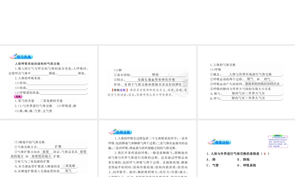 【金榜学案】2011版八年级科学下册  2.4.1《生物是怎样呼吸的》课件 浙教版