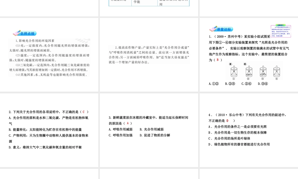 【金榜学案】2011版八年级科学下册  2.5.2《光合作用》课件 浙教版