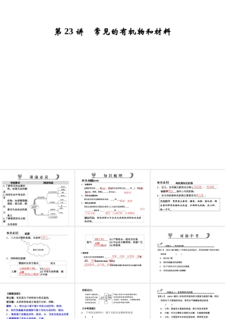 【步步高】浙江省2014年中考科学一轮复习 第23讲 常见的有机物和材料课件