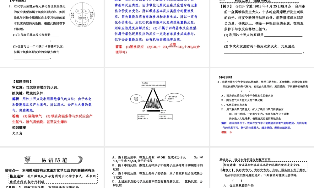 【步步高】浙江省2014年中考科学一轮复习 第27讲 常见的化学反应课件