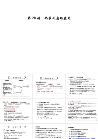 【步步高】浙江省2014年中考科学一轮复习 第28讲 化学反应的应用课件