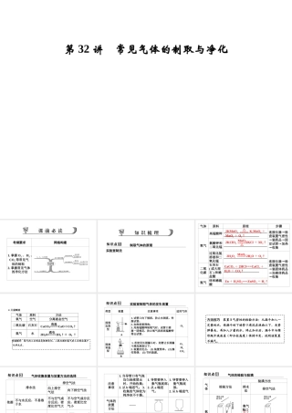 【步步高】浙江省2014年中考科学一轮复习 第32讲 常见气体的制取与净化课件