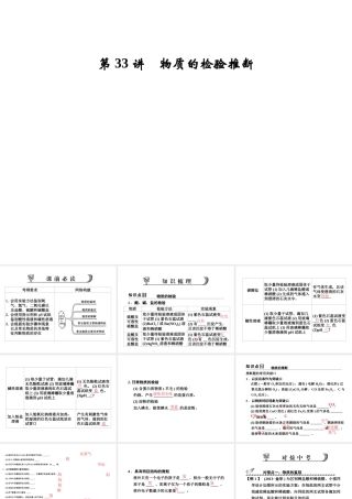 【步步高】浙江省2014年中考科学一轮复习 第33讲 物质的检验推断课件