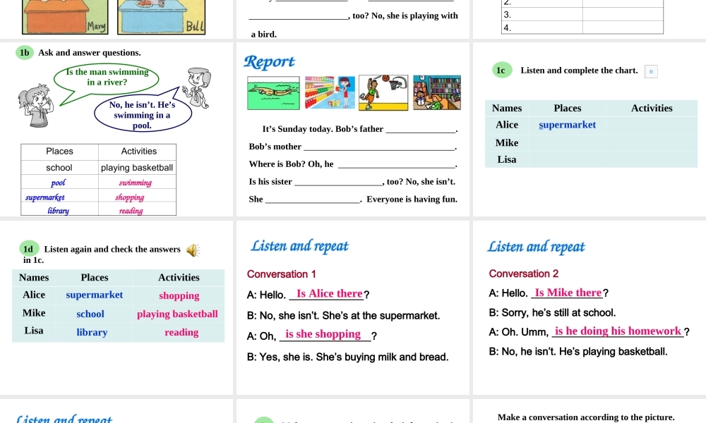 Unit 6 I’m watching TV Period 3 SectionB 1a-1e课件