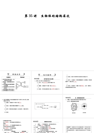 【步步高】浙江省2014年中考科学一轮复习 第35讲 生物体的结构层次课件