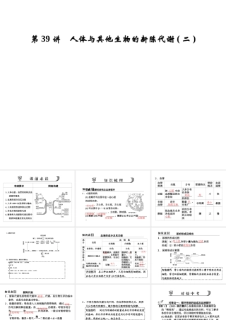 【步步高】浙江省2014年中考科学一轮复习 第39讲 人体与其他生物的新陈代谢(二)课件