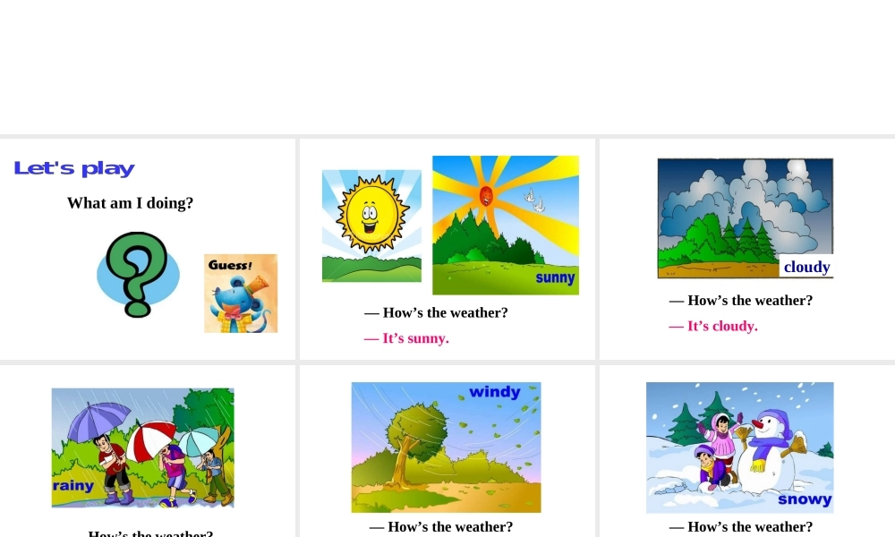 Unit 7 It’s raining Period 1课件1