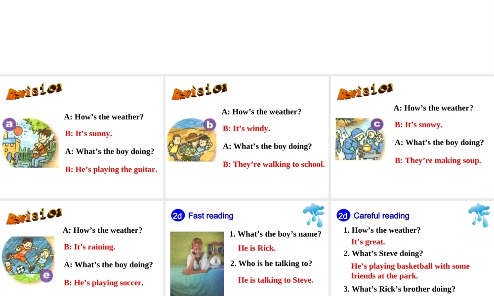 Unit 7 It’s raining Period 2课件