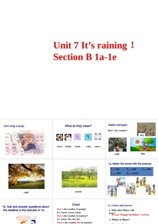Unit 7 It’s raining Period 3课件