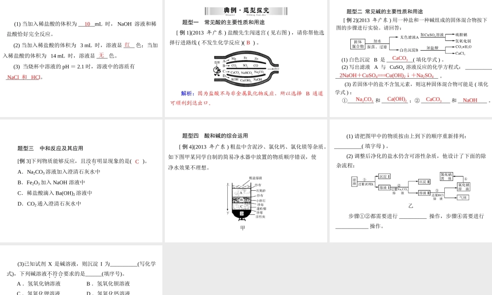 【南方新中考】2014年中考化学 第一部分 第一单元 第6讲 常见的酸和碱课件