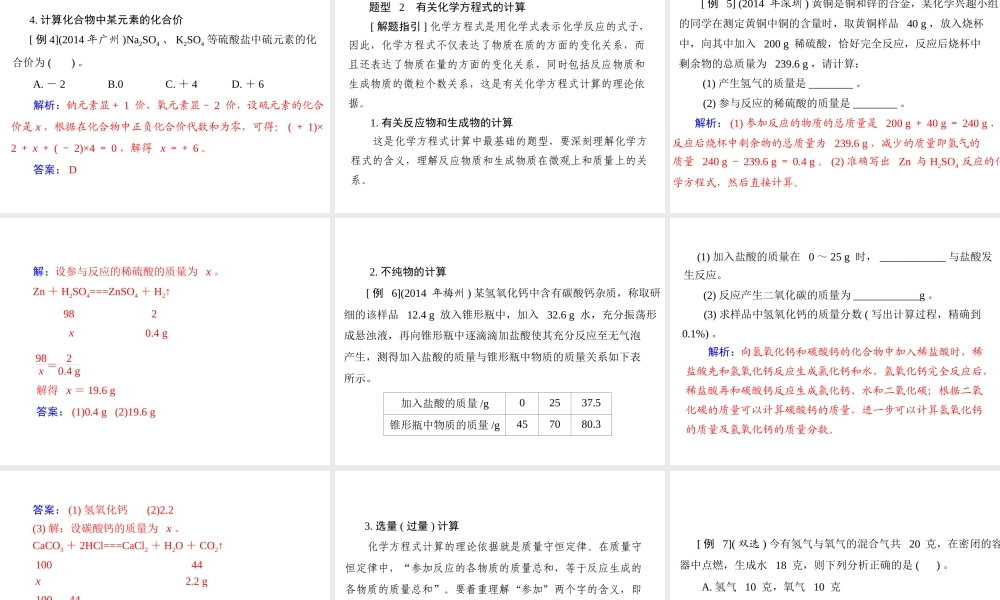【南方新中考】2015中考化学 第二部分 专题六 化学计算专题复习课件