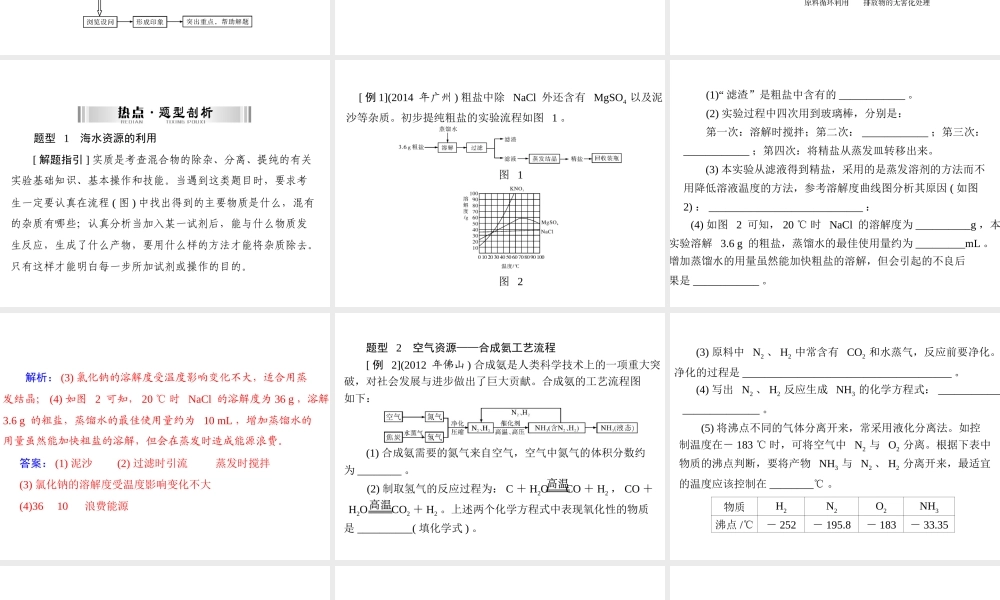 【南方新中考】2015中考化学 第二部分 专题三 工业流程图题复习课件