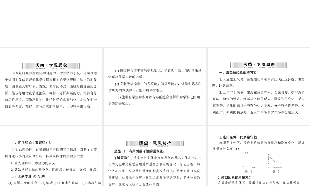 【南方新中考】2015中考化学 第二部分 专题四 图像题复习课件
