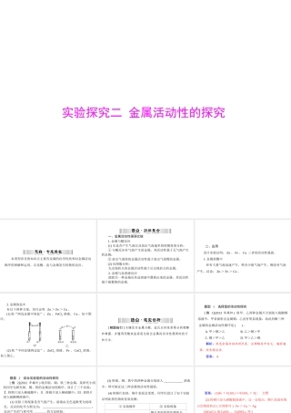 【南方新中考】2015中考化学 第二部分 专题五 实验探究二 金属活动性的探究复习课件