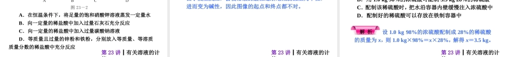 【夺分天天练】（天津专用）2014年中考化学总复习 第23讲 有关溶液的计算 课件课件（自主梳理+热身反馈+典例分析+名师预测）