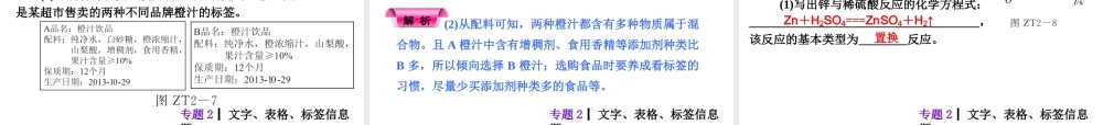 【夺分天天练】（天津专用）2014年中考化学总复习 专题2 文字、表格、标签信息题课件（自主梳理+热身反馈+典例分析+名师预测）