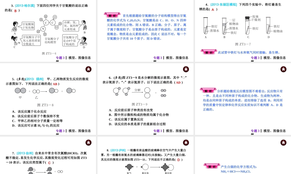 【夺分天天练】（天津专用）2014年中考化学总复习 专题3 模型、图像信息题课件课件（自主梳理+热身反馈+典例分析+名师预测）