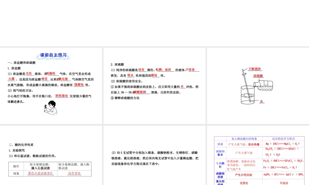 【金榜学案】2012-2013版九年级化学下册 7.1 酸及其性质课件 （新版）鲁教版