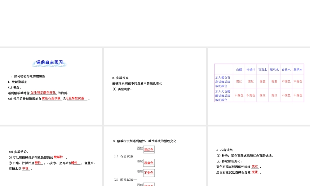 【金榜学案】2012-2013版九年级化学下册 7.3 溶液的酸碱性课件 （新版）鲁教版