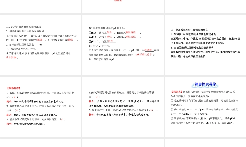 【金榜学案】2012-2013版九年级化学下册 7.3 溶液的酸碱性课件 （新版）鲁教版