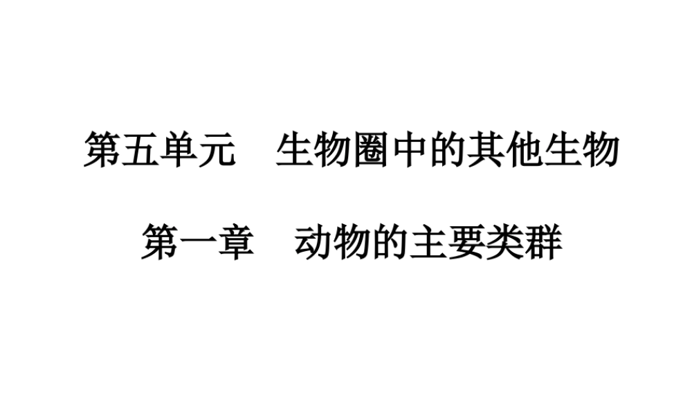 【高分突破】广东省2014中考生物专题复习 第五单元 第一章 动物的主要类群课件