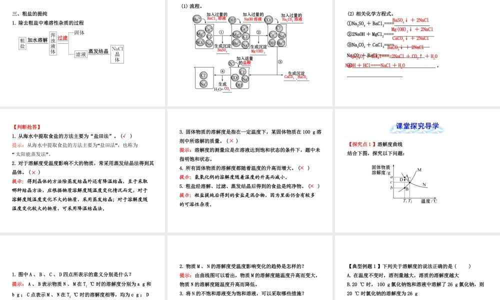【金榜学案】2012-2013版九年级化学下册 8.2 海水“晒盐”课件 （新版）鲁教版