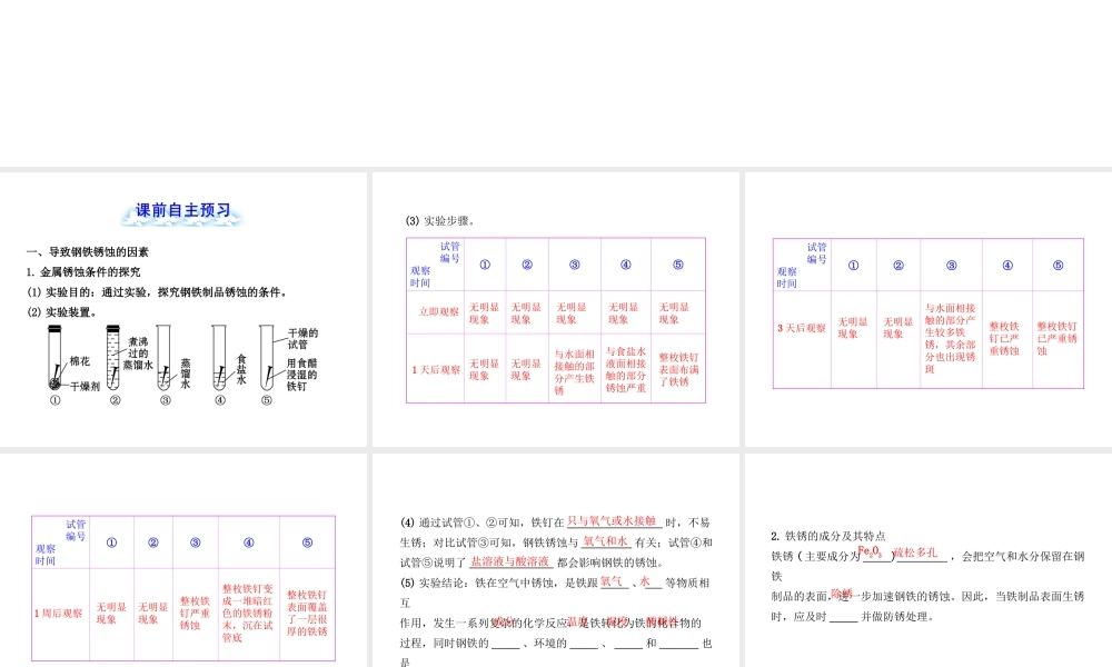 【金榜学案】2012-2013版九年级化学下册 9.3 钢铁的锈蚀与防护课件 （新版）鲁教版