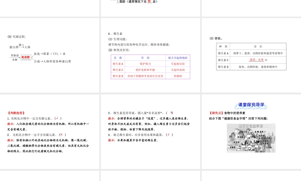 【金榜学案】2012-2013版九年级化学下册 10.1 食物中的有机物课件 （新版）鲁教版