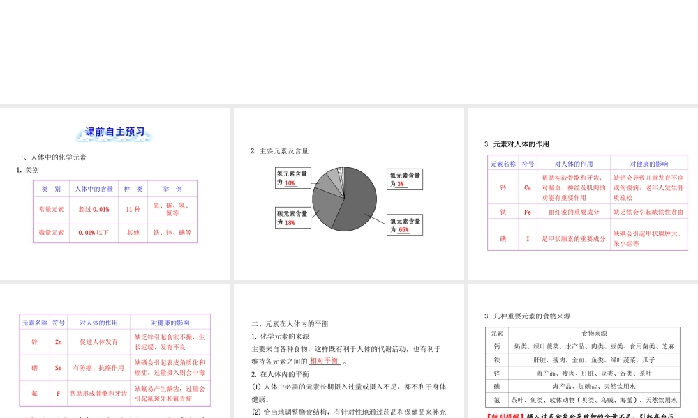 【金榜学案】2012-2013版九年级化学下册 10.2 化学下册元素与人体健康课件 （新版）鲁教版