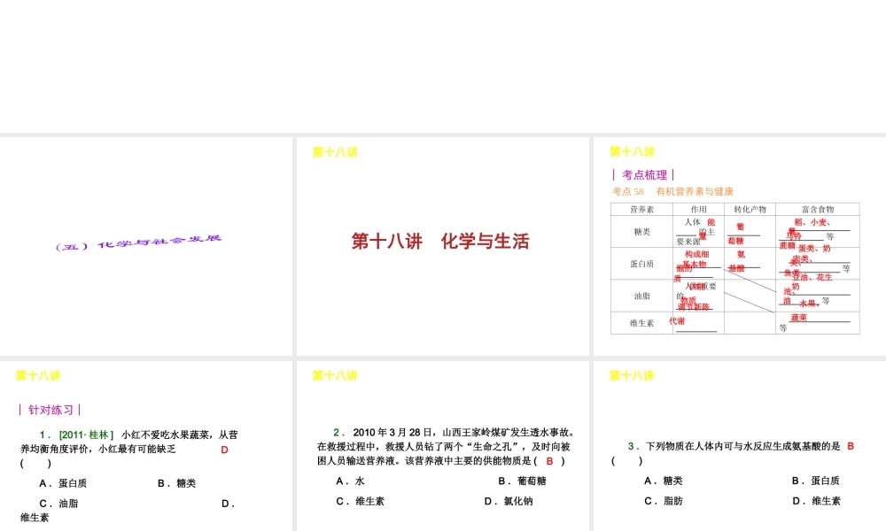 【夺分天天练】2012版中考化学第二轮复习 专题5化学与社会发展精品课件