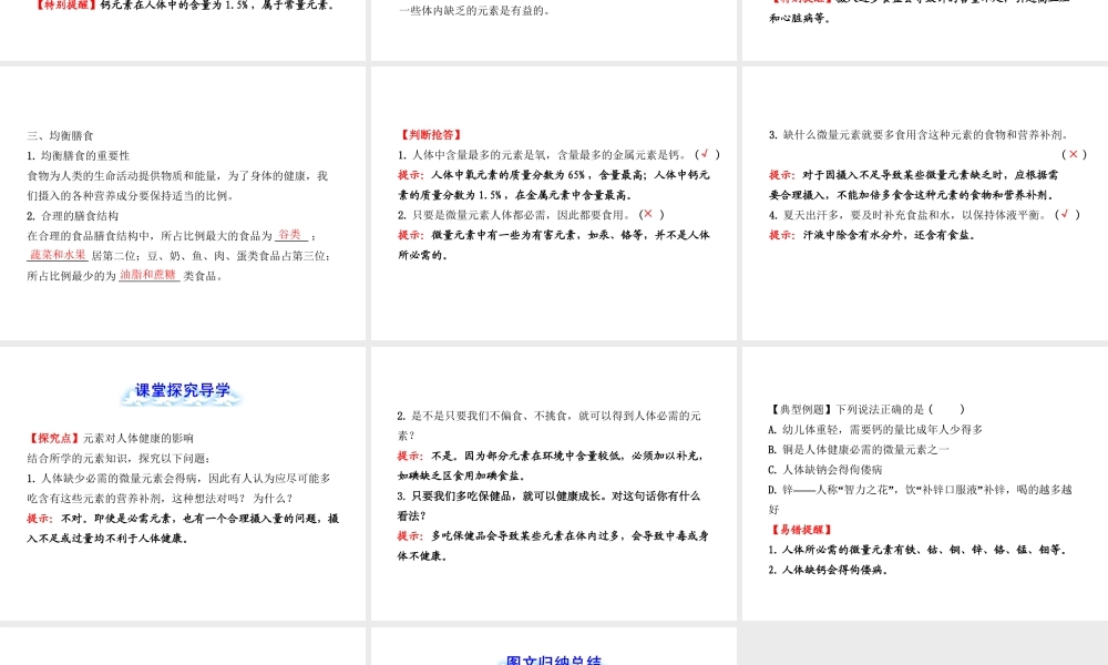 【金榜学案】2012-2013版九年级化学下册 10.2 化学元素与人体健康课件 （新版）鲁教版