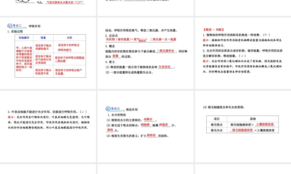 【全程复习方略】2013版中考生物 第5章 绿色开花植物的生活方式配套课件 北师大版