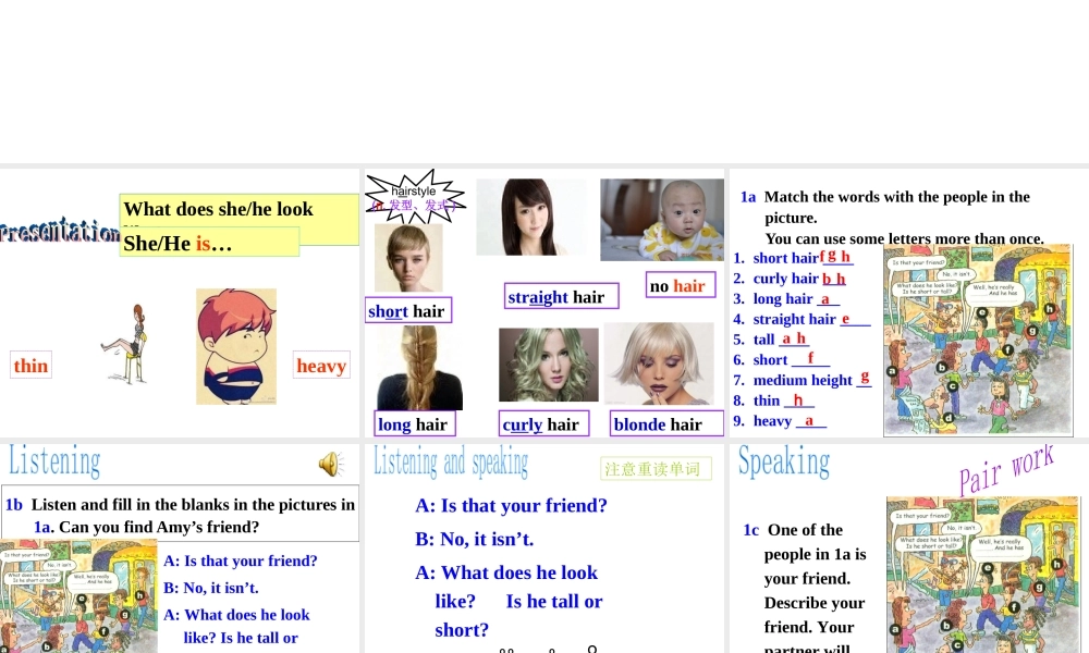 Unit 9 What does he look like period 1课件