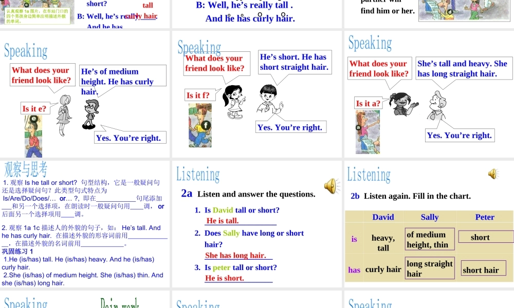 Unit 9 What does he look like period 1课件