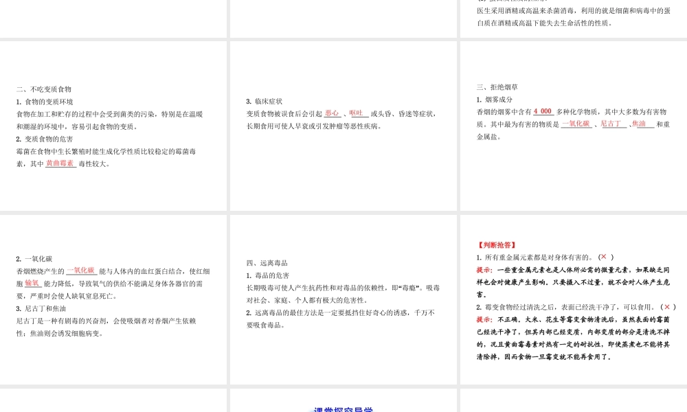 【金榜学案】2012-2013版九年级化学下册 10.3 远离有毒物质课件 （新版）鲁教版