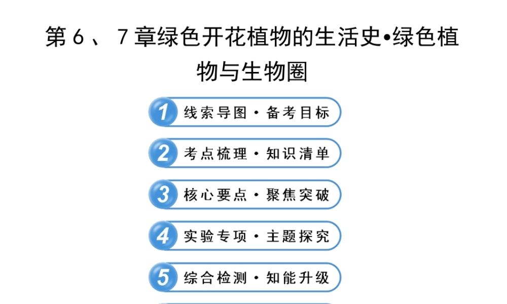 【全程复习方略】2013版中考生物 第6、7章 绿色开花植物的生活史 绿色植物与生物圈配套课件 北师大版