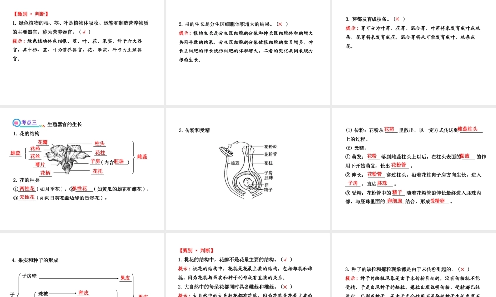 【全程复习方略】2013版中考生物 第6、7章 绿色开花植物的生活史 绿色植物与生物圈配套课件 北师大版