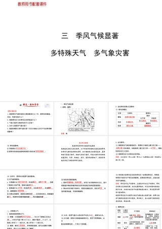 【金榜学案】2014版八年级地理上册 2.2.3 季风气候显著 多特殊天气 多气象灾害课件 （新版）湘教版