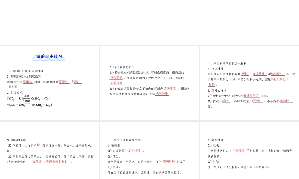 【金榜学案】2012-2013版九年级化学下册 11.2 化学与材料研制课件 （新版）鲁教版