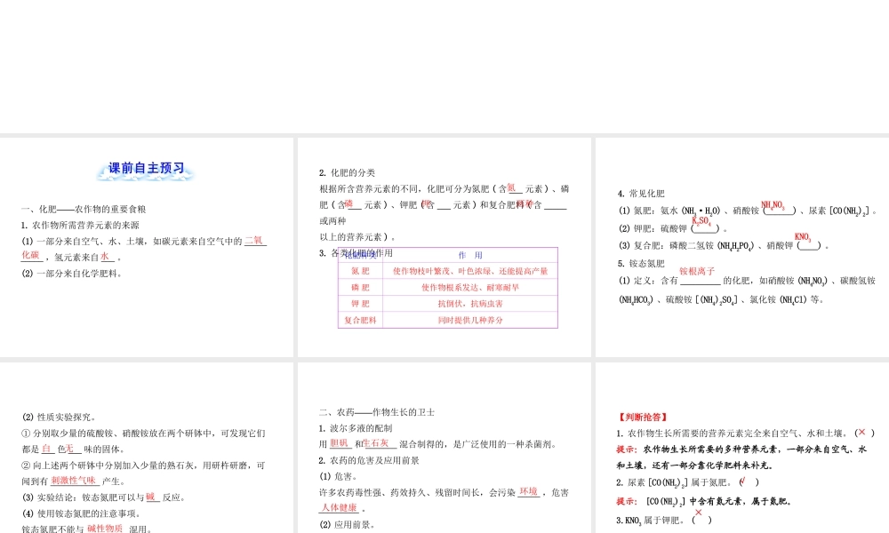 【金榜学案】2012-2013版九年级化学下册 11.3 化学与农业生产课件 （新版）鲁教版