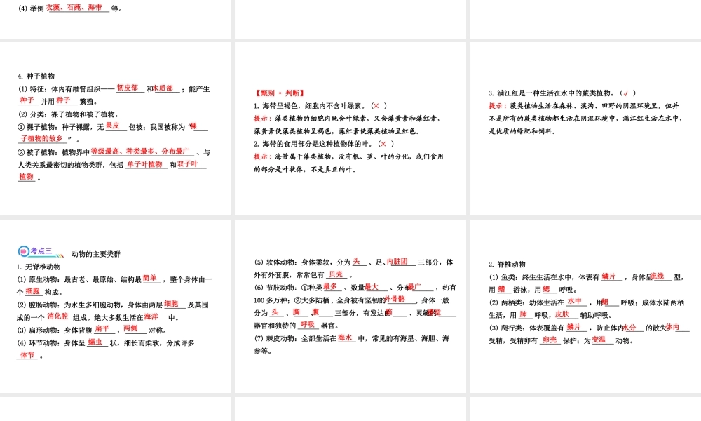 【全程复习方略】2013版中考生物 第22章 物种的多样性配套课件 北师大版