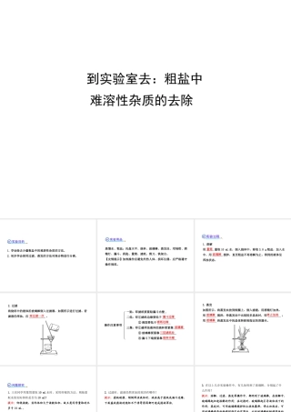 【金榜学案】2012-2013版九年级化学下册 到实验室去 粗盐中难溶性杂质的去除课件 （新版）鲁教版