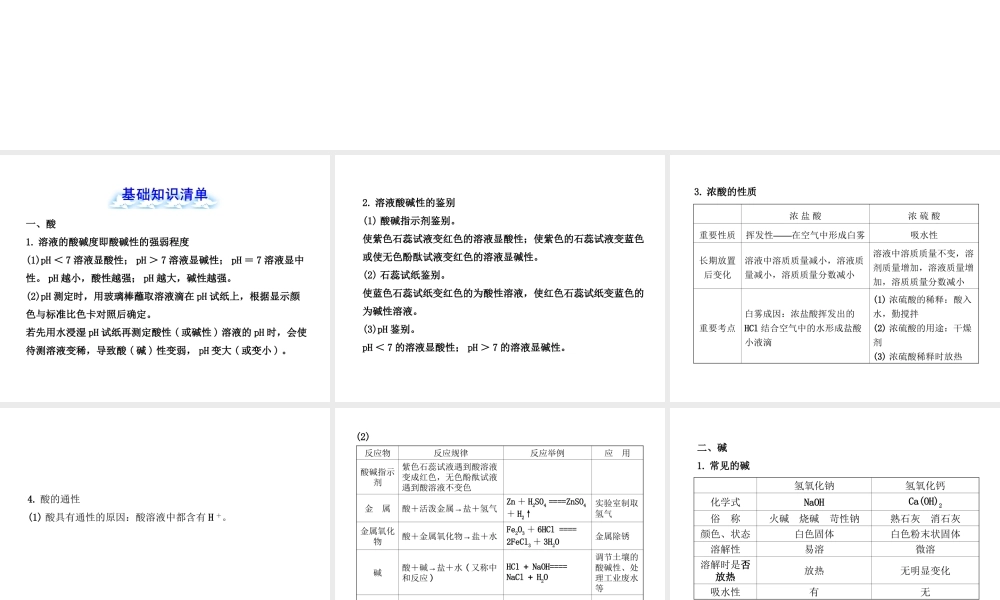 【金榜学案】2012-2013版九年级化学下册 第7单元 单元复习课课件 （新版）鲁教版