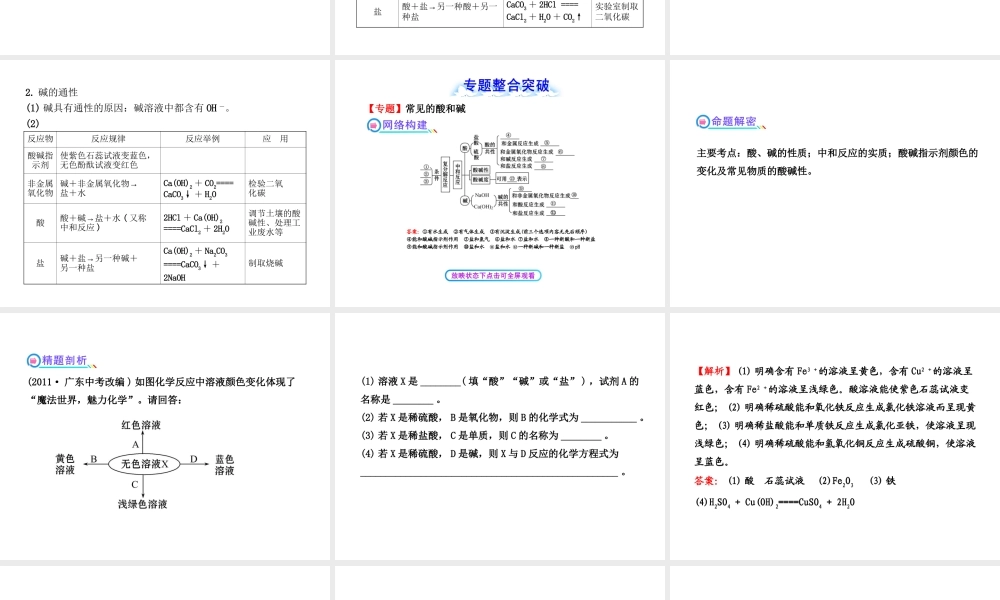 【金榜学案】2012-2013版九年级化学下册 第7单元 单元复习课课件 （新版）鲁教版
