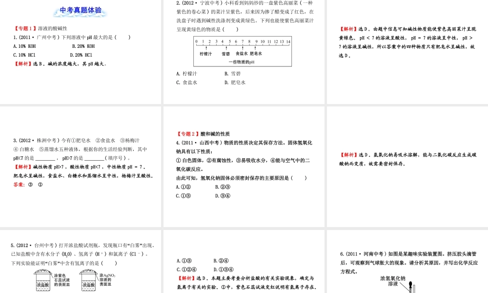【金榜学案】2012-2013版九年级化学下册 第7单元 单元复习课课件 （新版）鲁教版