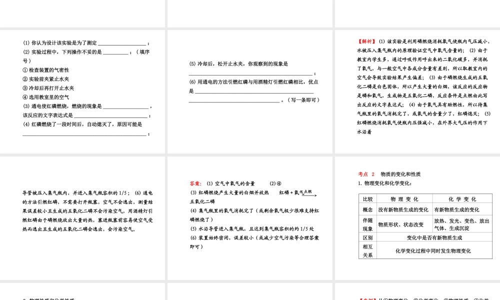 【金榜学案】2013-2014版九年级化学上册 第1章 阶段专题复习配套课件 沪教版