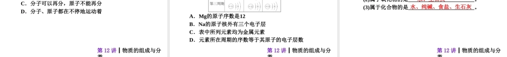 【夺分天天练】2014年中考化学总复习 第12讲 物质的组成与分类 （自主梳理+热身反馈+典例分析+名师预测）课件 新人教版