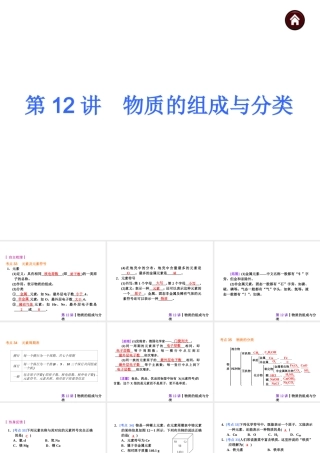 【夺分天天练】2014年中考化学总复习 第12讲 物质的组成与分类 （自主梳理+热身反馈+典例分析+名师预测）课件 新人教版